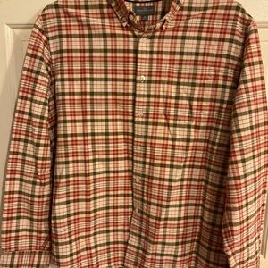 L.L.BEAN SIGNATURE SLIM FIT XL PLAID BUTTON UP SHIRT 54”X30